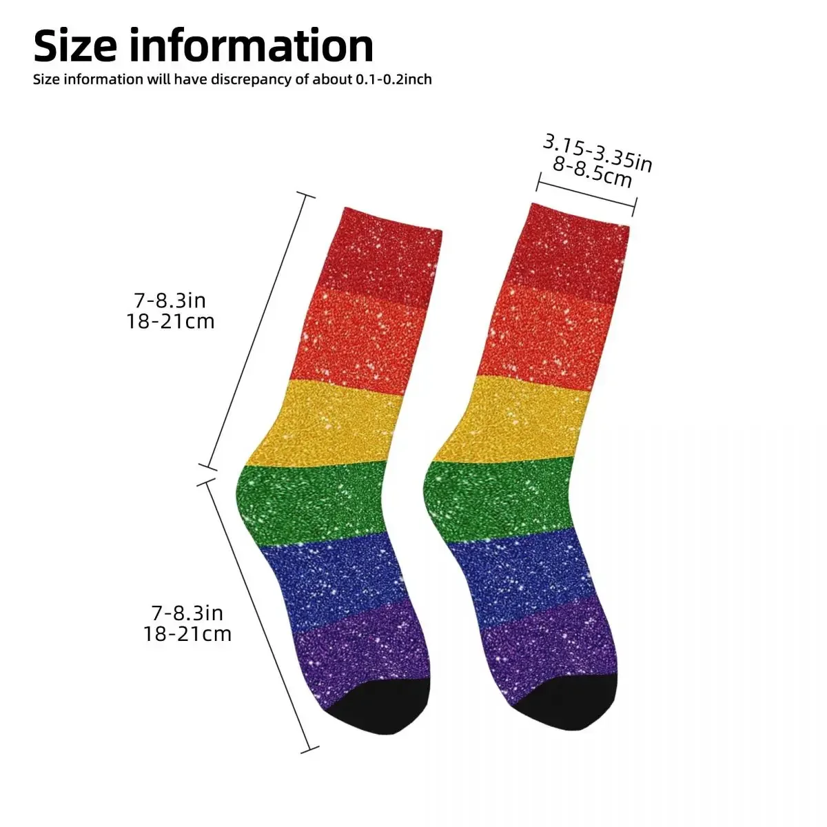 Faux Glitter LGBTQ Pride Rainbow Flag Background Socks Harajuku Stockings All Season Long Socks for Man's Woman Christmas Gifts