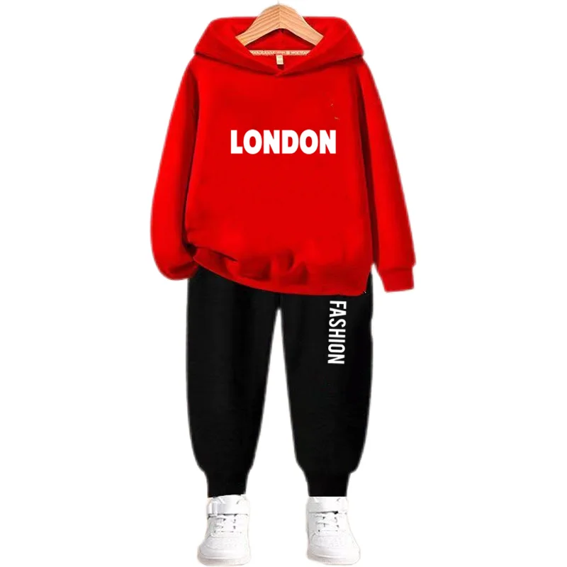 Teens Tracksuit Two Piece Set Spring Autumn Pullover Hoodies+ Jogging Pants Boys Clothing Sports Suit Londo Outfits