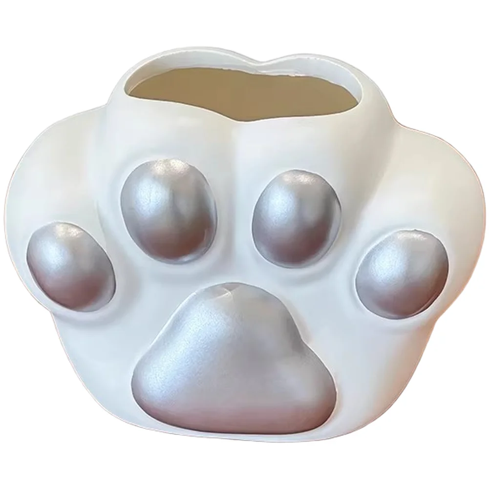 Tabletop Flowerpot Cat Paw Vase Celebration Present Pink,Silver Flower Pot Organic Resin Material Wear Resistant