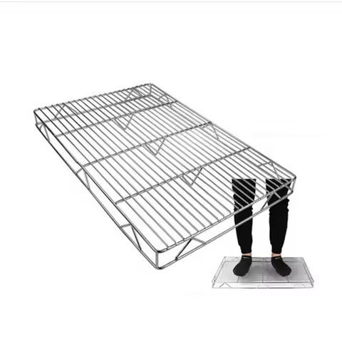 Stainless Steel 304 Food Grade Rectangle BBQ Barbecue Grill Wire Grid Mesh Net Drying Rack with Stable Square Frame and Feet