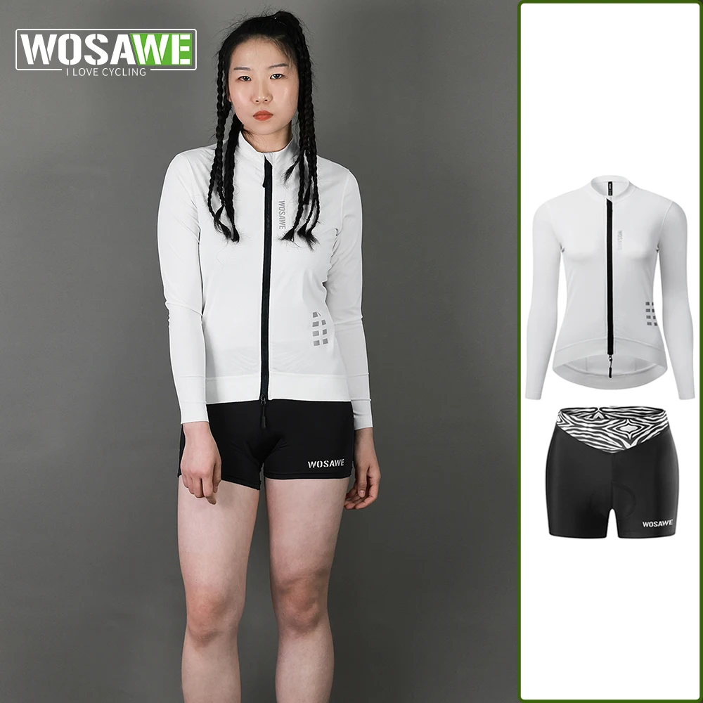 

WOSAWE Women Cycling Set Summer Road Bike Jersey Bike Shorts Fashion Girl Bicycle Clothes Reflective Quick Dry MTB Clothing