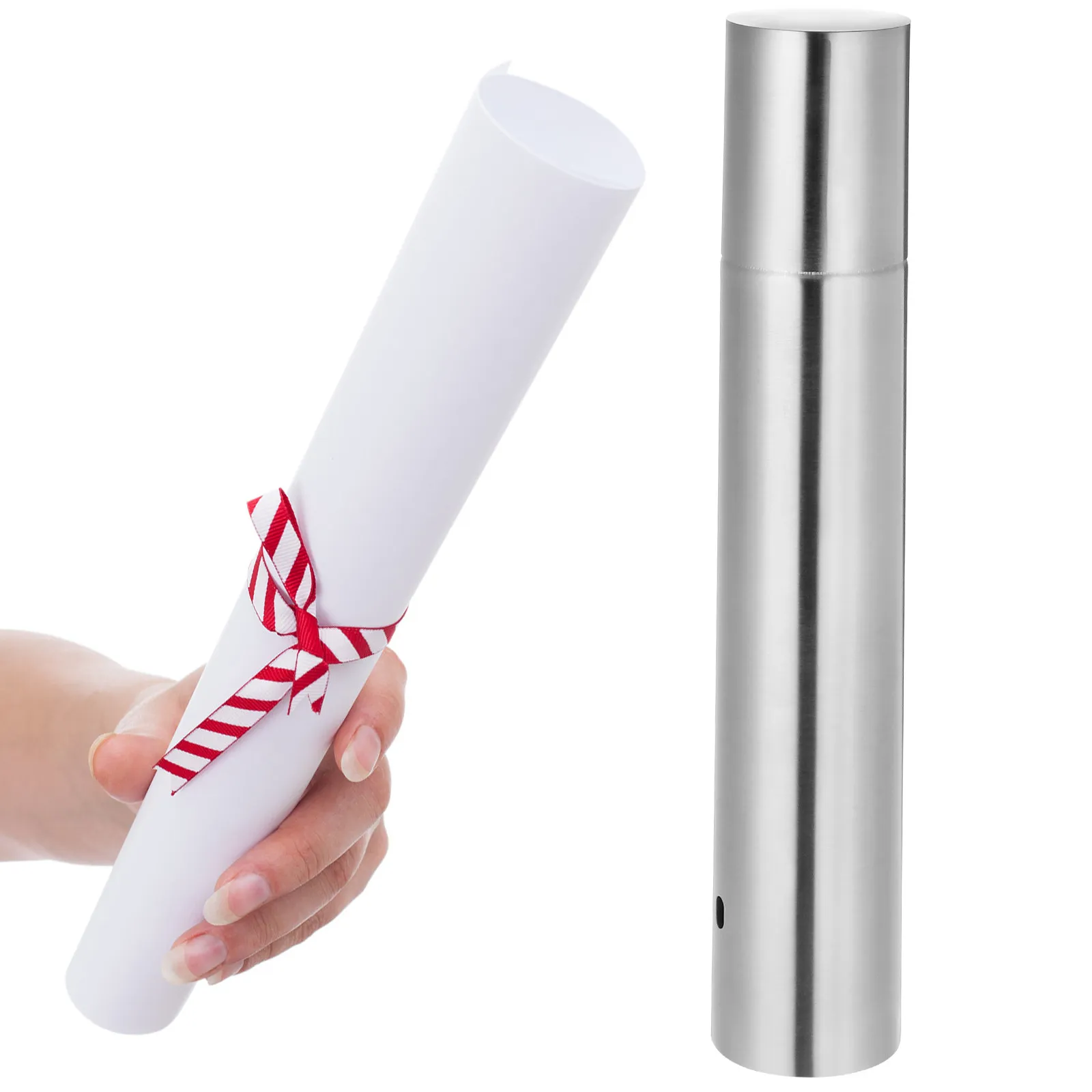 Vintage Stainless Steel Certificate Tube Household Diploma Storage Tube Document Protector Scroll Holder for Birth Certificate