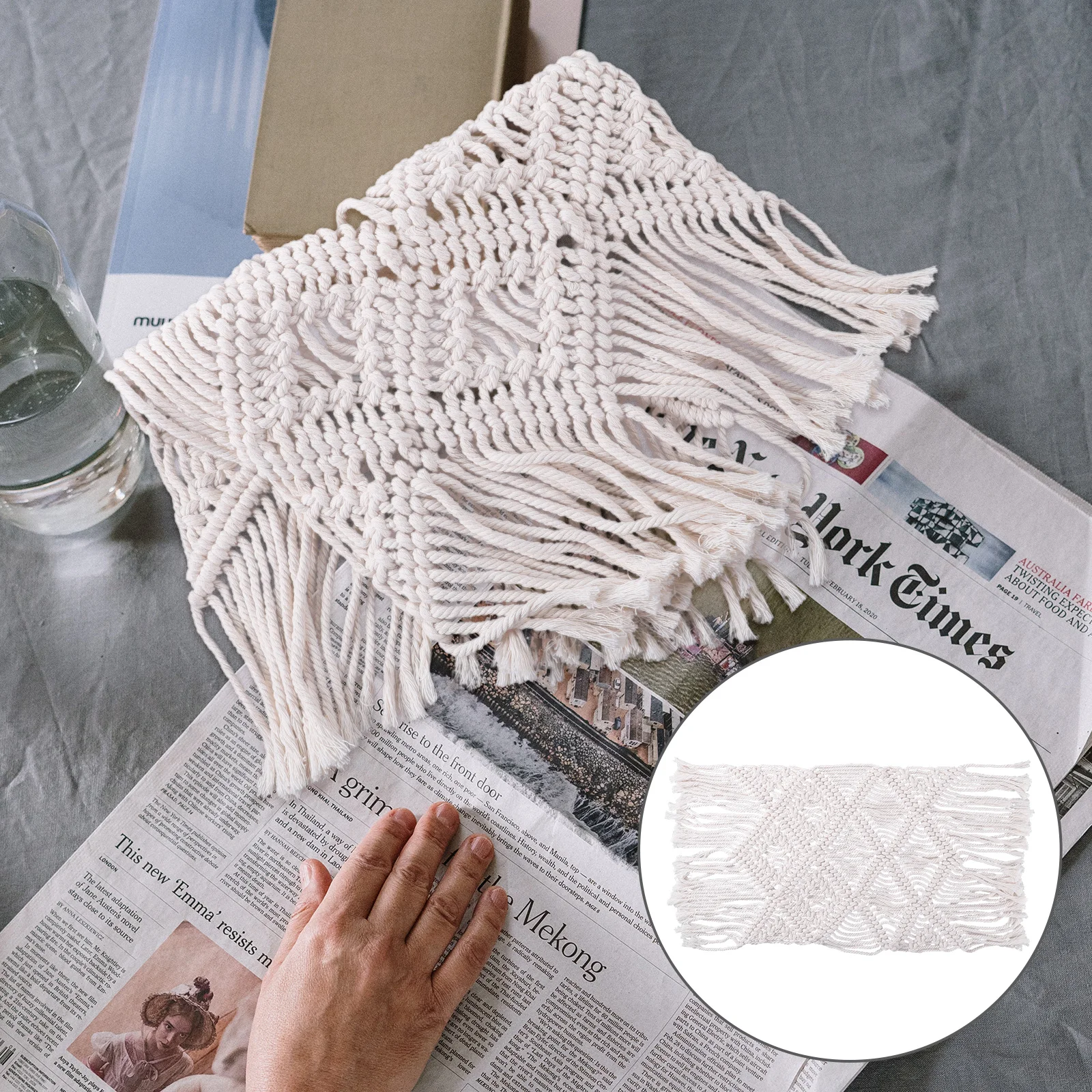 المنسوجة يدويا الجدول حصيرة الشمال نمط الزخرفية تحديد الموقع الإبداعية أدوات المائدة حصيرة للمنزل مقهى مطعم كأس وعاء لوحة الفضيات