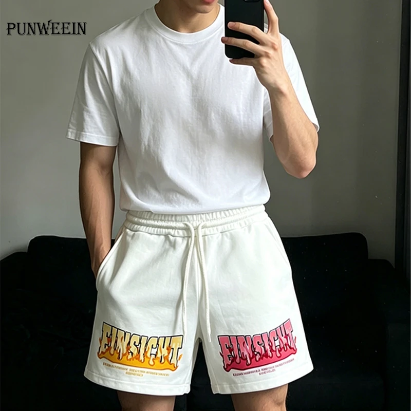 

Y2K Vintage Harajuku Flame Letter Print Sweat Shorts Oversized Hip Hop Streetwear Shorts Summer Casual Sports Short Pants Unisex