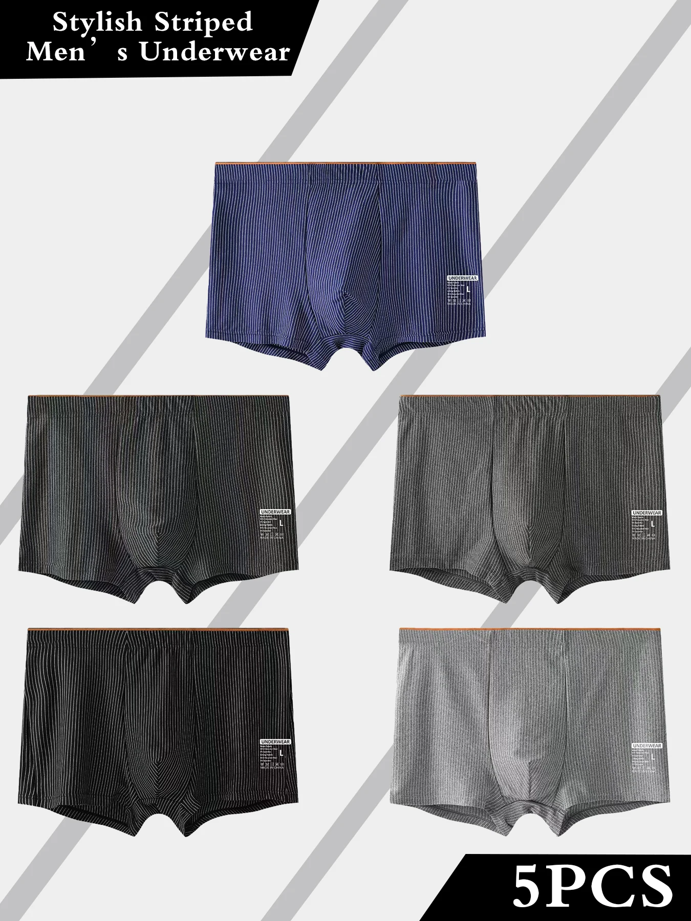 

Мужские боксеры в полоску из 5 предметов | Минималистичный полосатый дизайн, полный модной атмосферы, плотно прилегающий без герметичности
