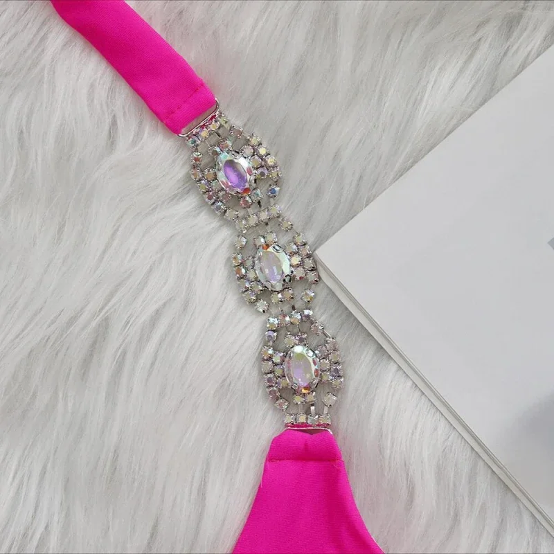 Sexy Crystal Bikini Solid Color Two-Piece Bandage Women's Swimsuit