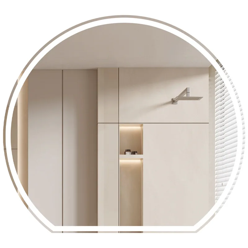 Bathroom Mirror Makeup Mirror Wall Hanging Bathroom LED Light with Luminous Lower Cut Shaped Scrub