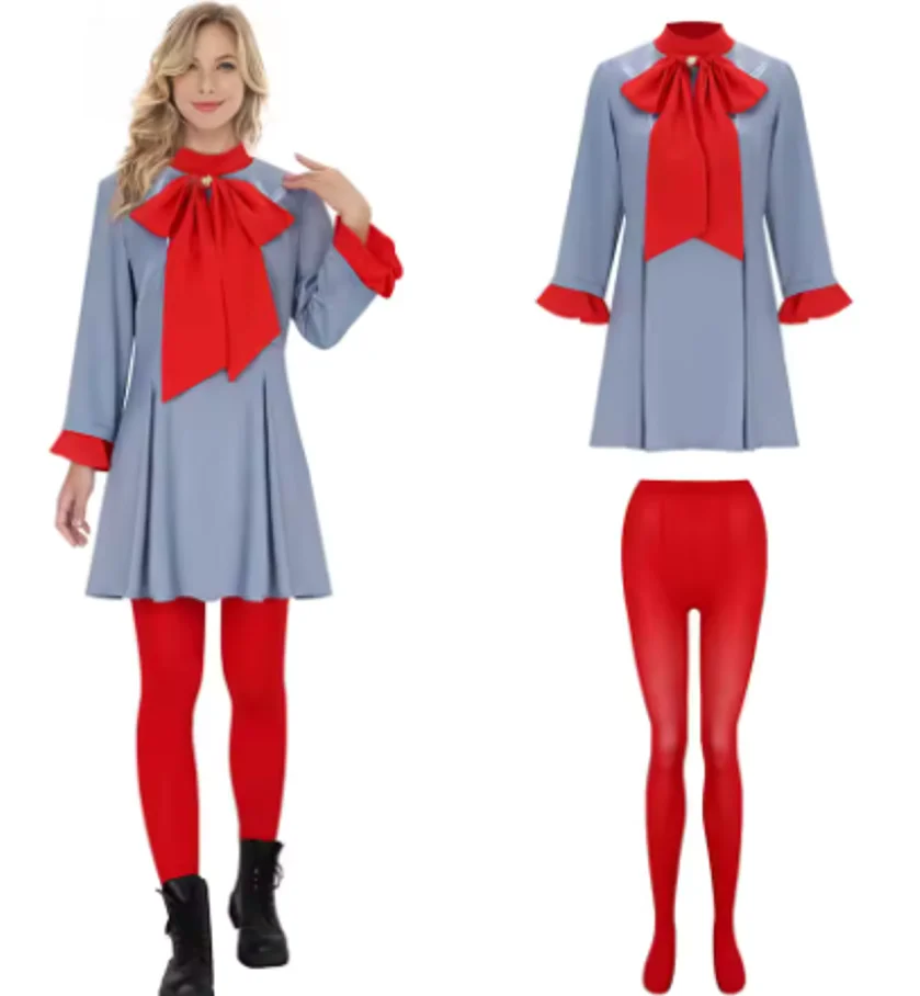 

2025 New Arrival Die With A Smile Lady Women Cosplay Costume Gaga Blue Fancy Dress Halloween Party Takerlama Performance Wear