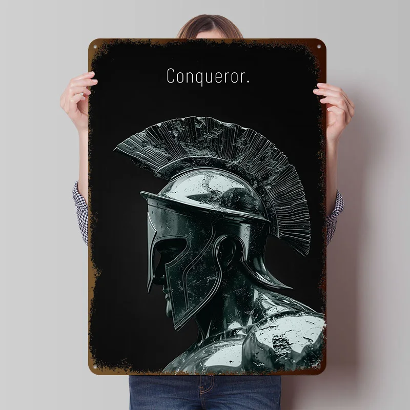 Affiche imprimée avec citation de Léonidas le Conquérant, art mural rétro personnalisé, plaques métalliques vintage pour la décoration de la maison et de la salle de jeux, ambiance cosy