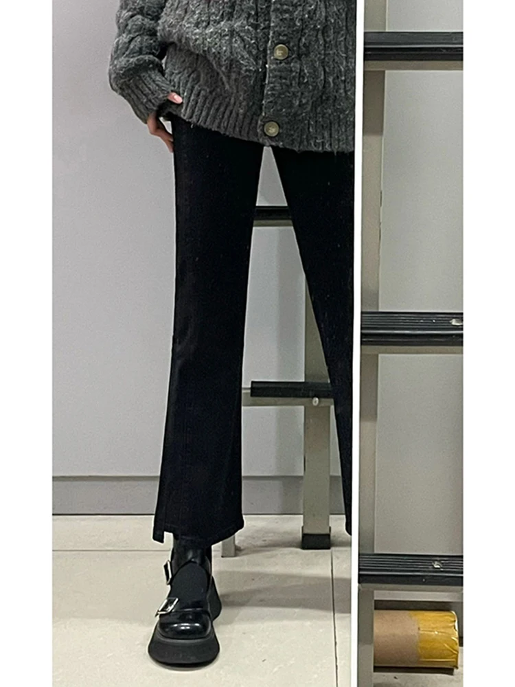 

plus Size Women's Bla Elastic Micro Flare Jeans High Waist Nine Point Slimming Jeans for And Pear aped Body Autumn ...