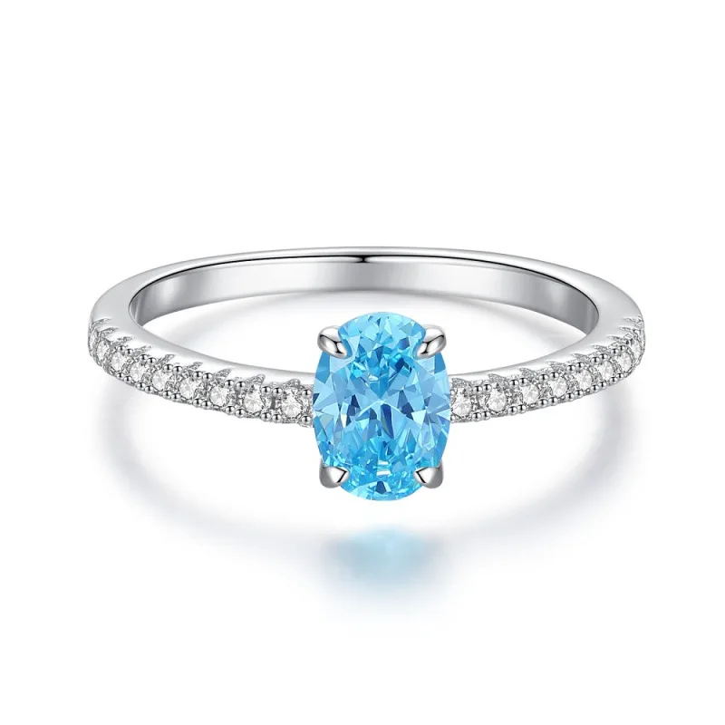 Ice Flower Cut Ring S925 Silver Sapphire Zircon High Carbon Diamond Crushed Ice Flower Ring