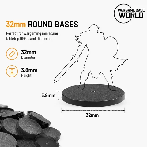 Пластиковые базы для миниатюр Wargame Base World 32 мм — детальный вид товара