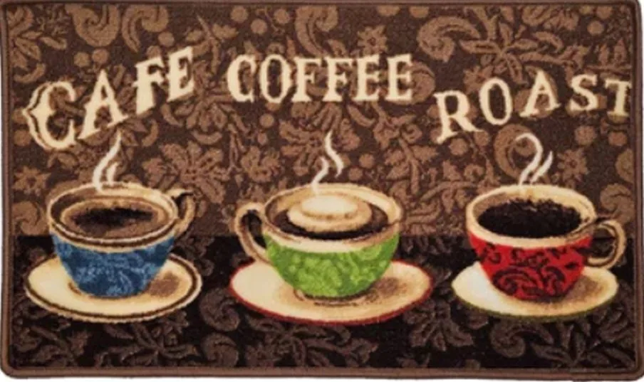 Cafe Coffee Roast Door Mat Vintage Coffee Cup Design Floor Rug For Kitchen Decor