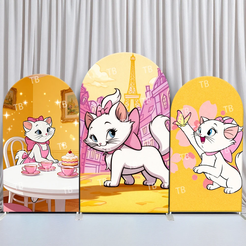 

Mary Arch Backdrop Cover Birthday and Baby Shower Cute French Tea Party Theme Blossom Dessert for Kids Party Photo Booth Decor