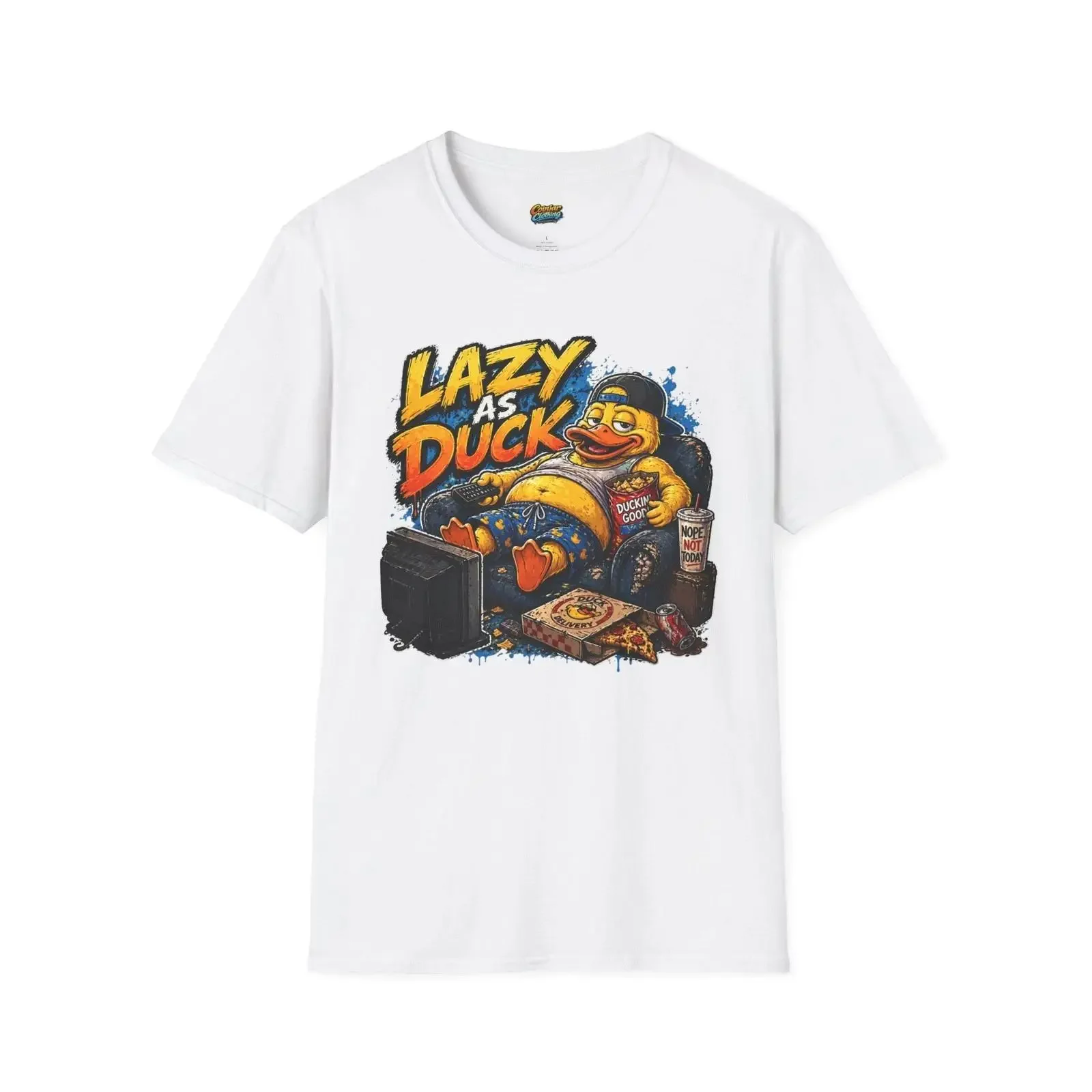 Lazy As Duck T Shirt Lustiges Cartoon Ente Lounge Design vintage Washed homme Breathable Casual graphic Versatile