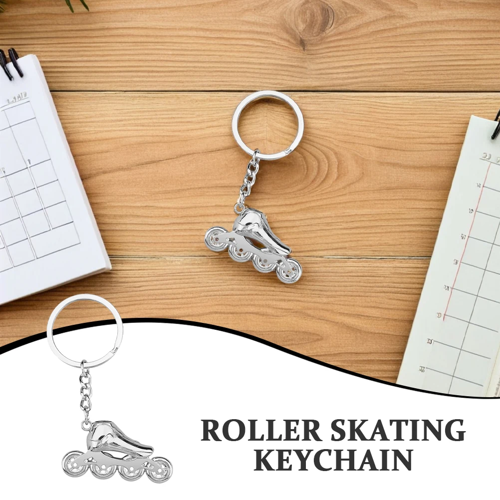 

Roller Skate Keychain Zinc Alloy Silver Chains Wallet Ring for Child Women Skating Gifts Lightweight Portable 3D Design