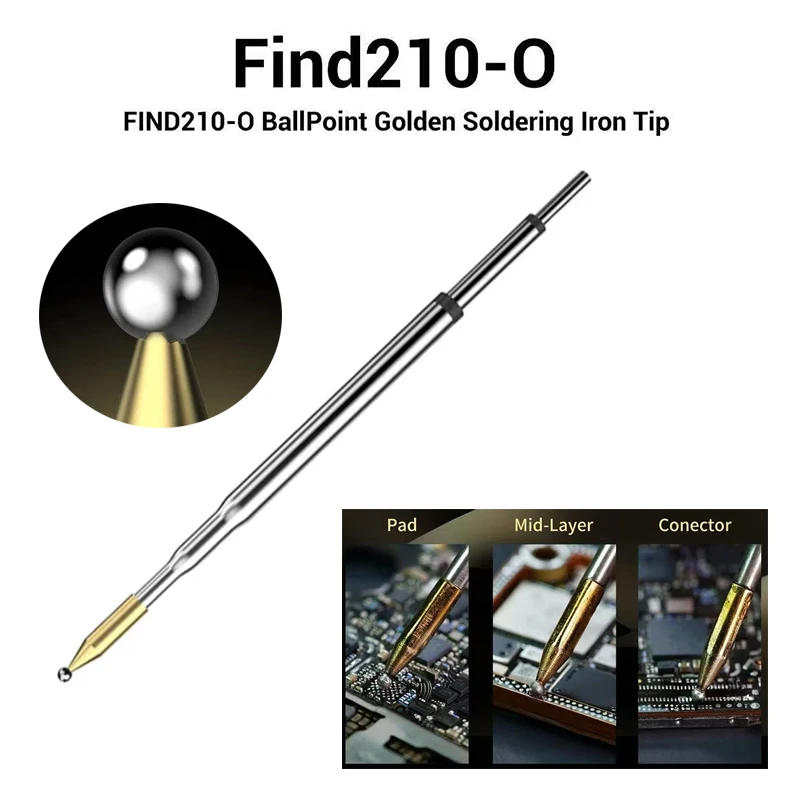 BallPoint Golden Soldering lron Tip Suitable For 210 Series Welding Station Handle For Mobile Phone Precision PCB Soldering Tool