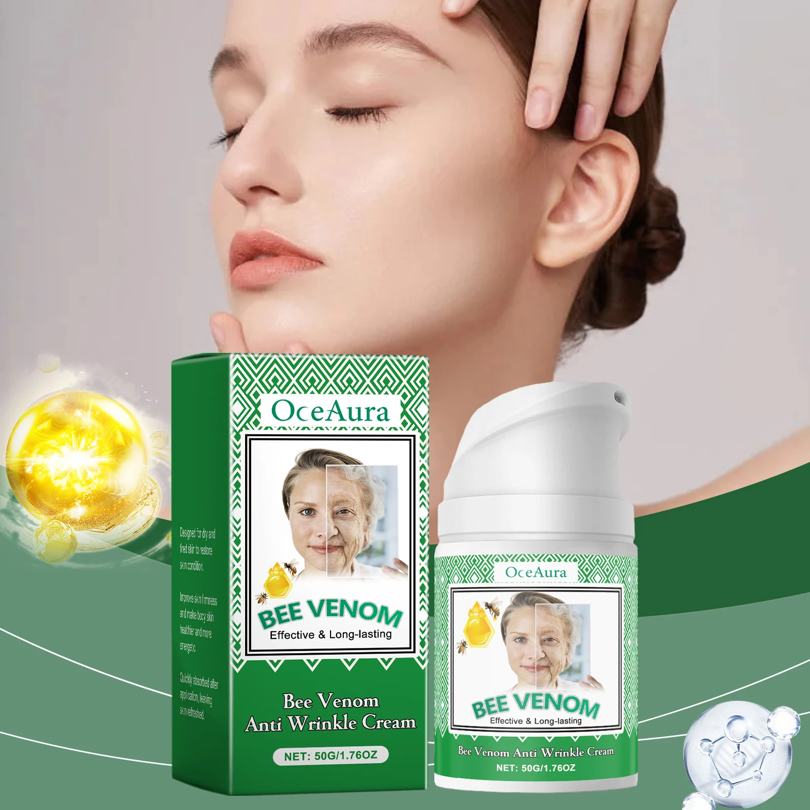 Bee Venom Anti-Wrinkle Cream - with50g Bee Toxin Complex Long-Lasting Firming & Lifting Effect - 1.76 Oz"