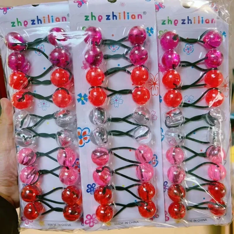 10pcs Elastic Ponytail Beads Knocker Ball Hair Ties Kids Hair Balls for Toddler Girls Hair Bobbles with Balls Without Paper Card