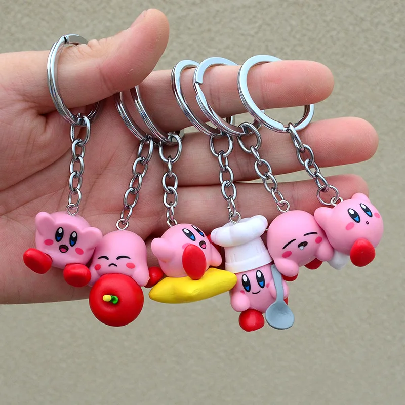 Anime Cartoon Games Star Kirby Keychain Cute Kirby Doll Model Pendant Car Key Ring Ornaments Bag Decoration Jewelry Holiday Gift