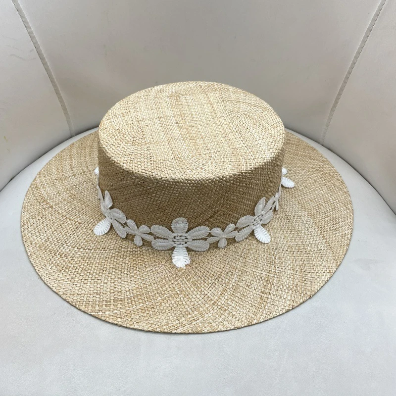 

Новая мода ручной работы высокого качества дизайнерская шляпа женская с широкими полями бежевая лента винтажная соломенная кепка шляпа от солнца пляжные дизайнерские шляпы