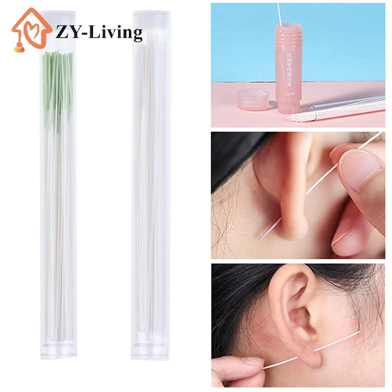 60pcs Earrings Hole Cleaner Disinfection Ear Wires Hole Cleaning Line Piercing