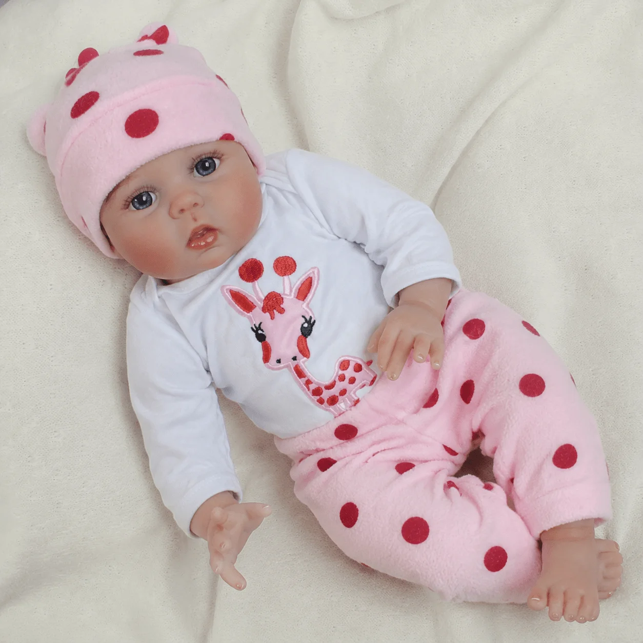 BZDOLL 55cm Reborn Baby Stoffpuppen 22 Zoll Lebensechte Realistische Neugeborene Bebe Weiche Vinyl-Babypuppen Spielzeug für Kinder Weihnachtsgeschenk