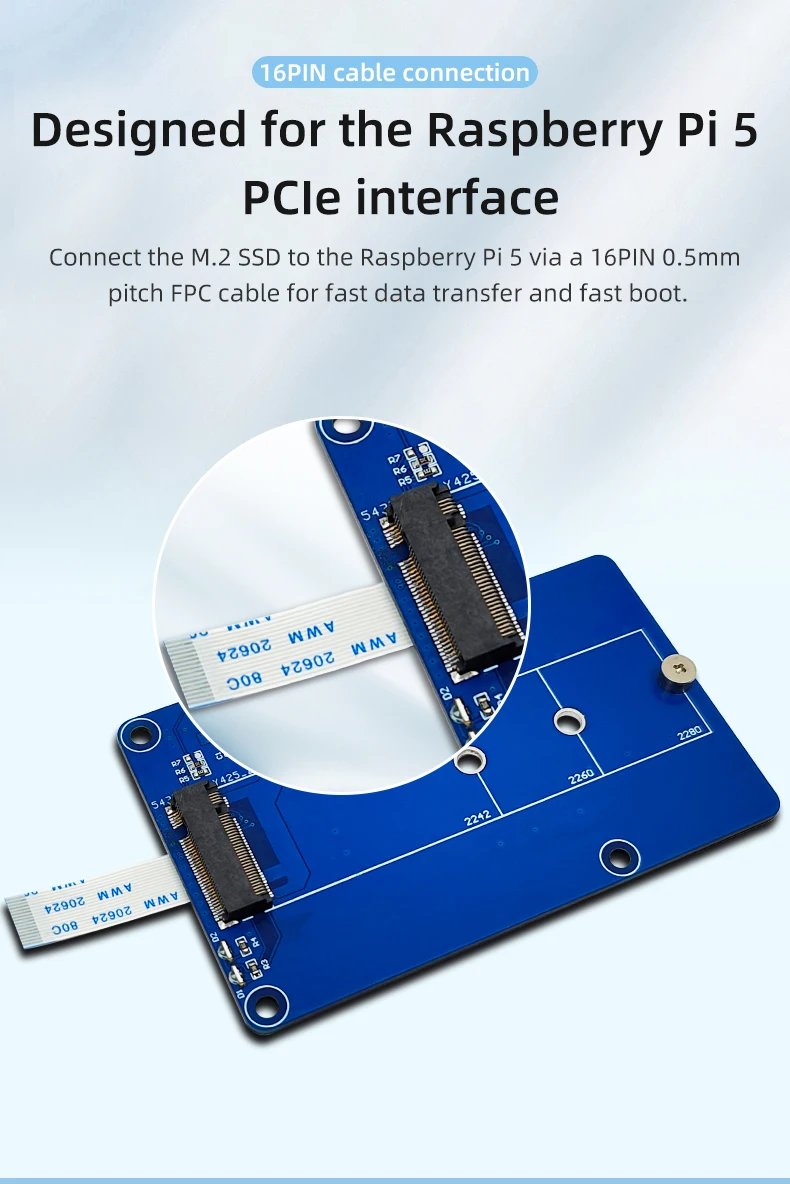 Raspberry Pi 5 Raspberry PCIE M.2 SSD Solid State Drive Extended Edition NVME Protocol