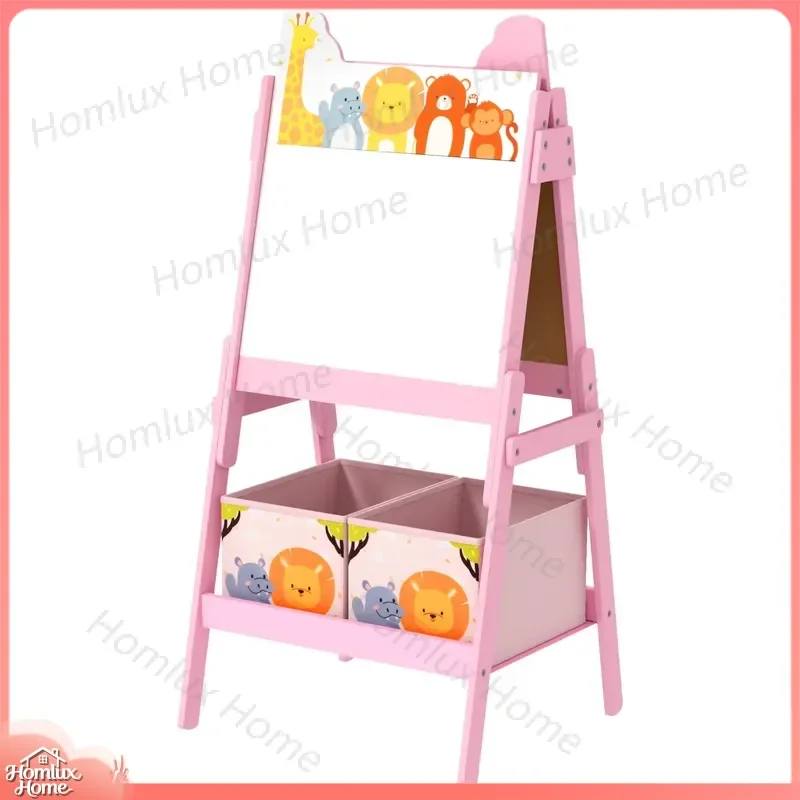 Kids Double-Sided Easel with Whiteboard and Blackboard Storage Box for Toddlers Preschool Learning Educational Toy Blue