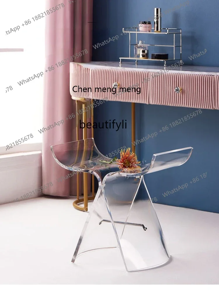 cn8350 LHY yj Light Luxury Acrylic Transparent Shoe Change Stool Nordic Butterfly Stool Home Bedroom Simple Dressing Stool