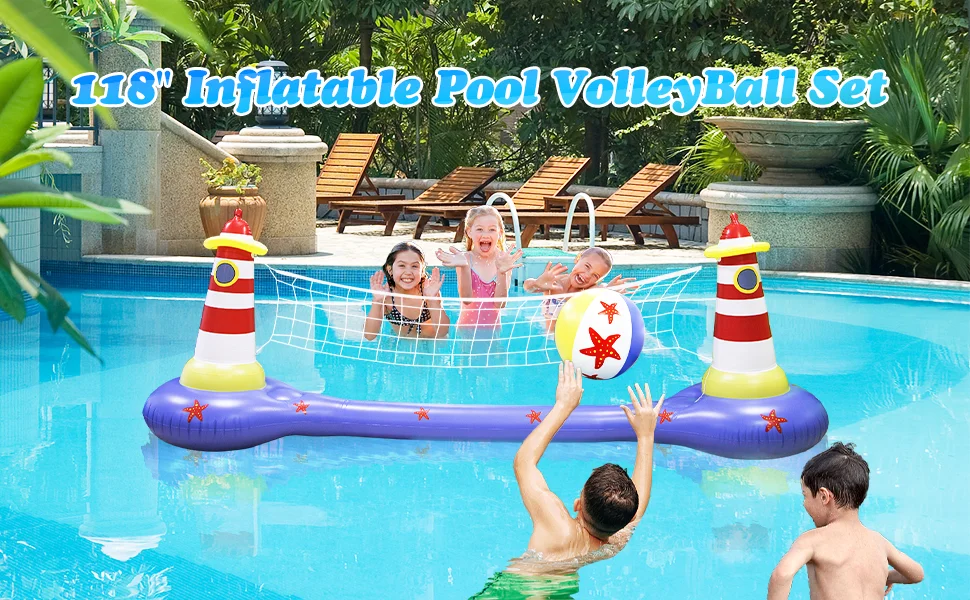 PVC Rocket Water Ball Stand inflatable pool volleyball set Floating volleyball net Pool Float Set Water Game outdoor sport