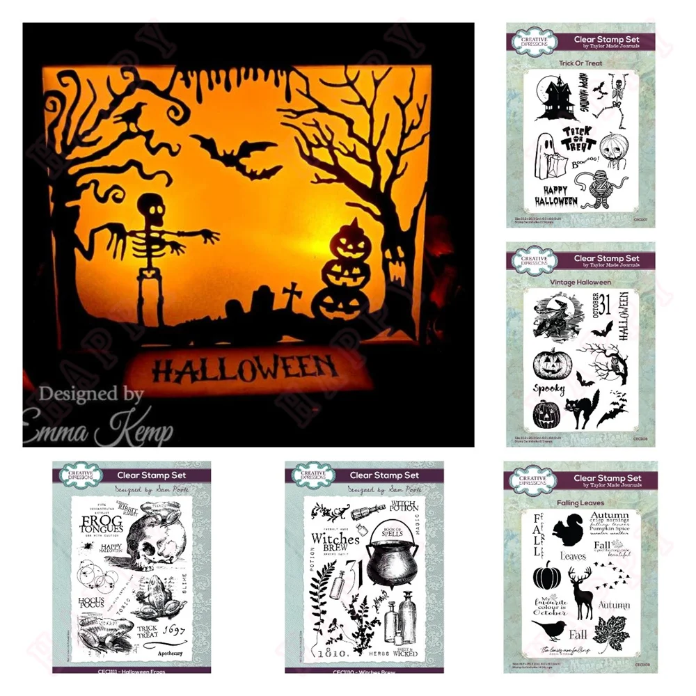 Vintage Halloween and Witch Brewing Stamp Silicone Stamps Diy Scrapbook Decoration Embossed Paper Card Craft Template New 2024