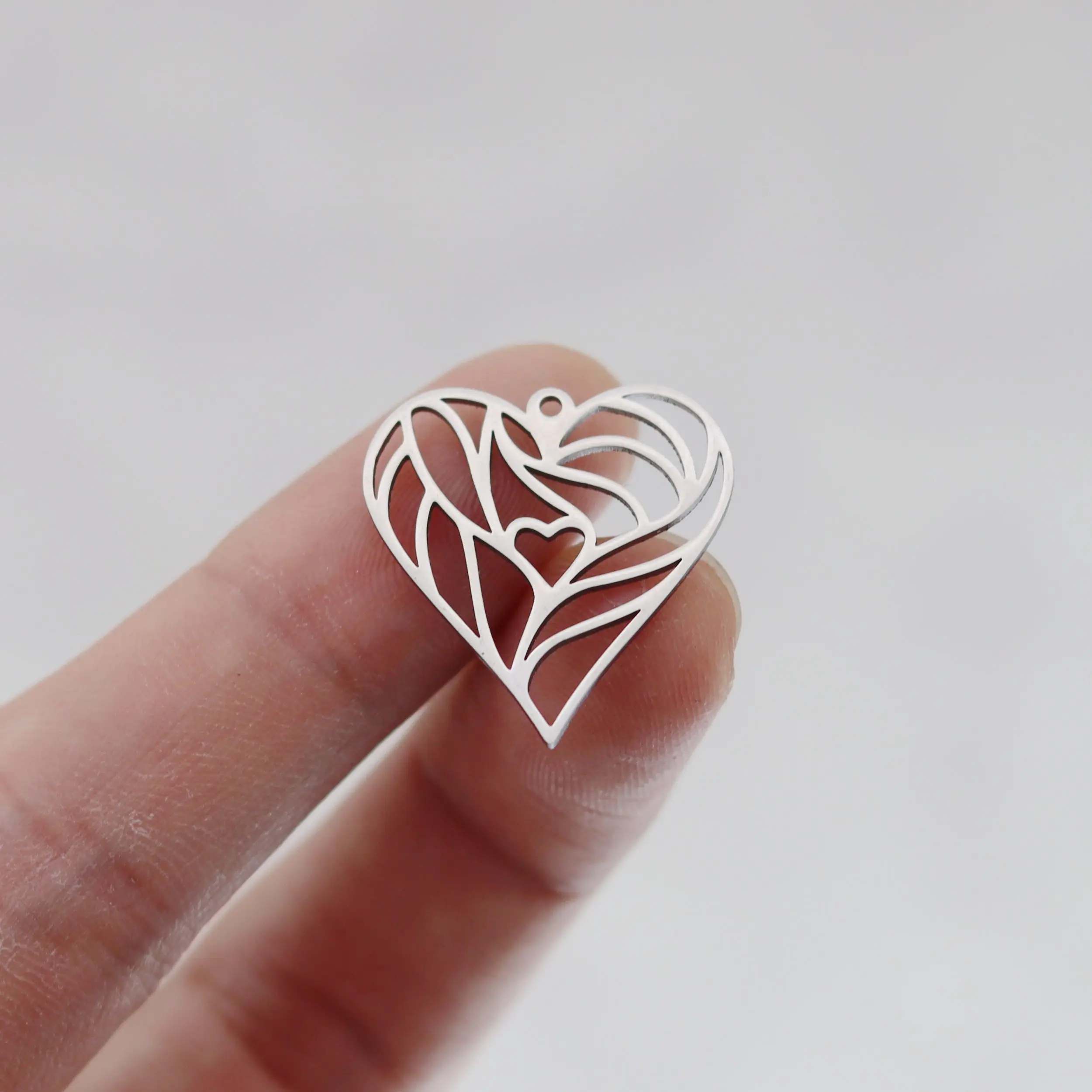 3pcs DIY Jewelry Heart Leaf Stainless Steel Pendant Charms for Jewelry Making Tassels Earrings Bracelets Women diy Accessories
