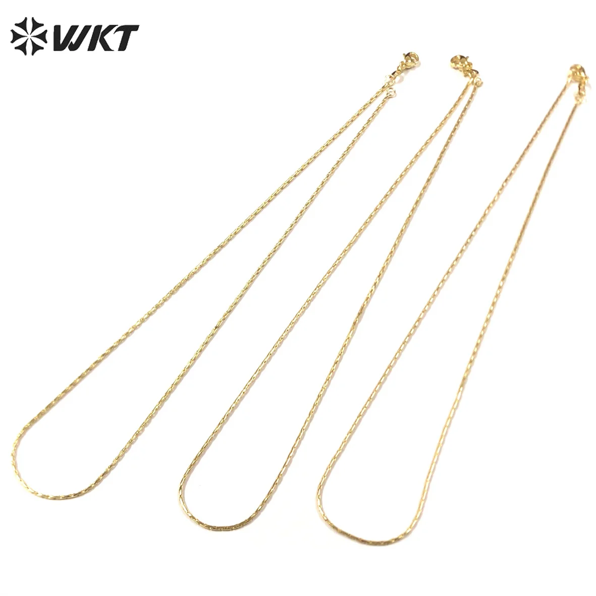 WT-BFN033 WKT Fashion Small Rectangle Stitching Thin Chain Necklace Gold Plated Brass Chains Jewelry Making