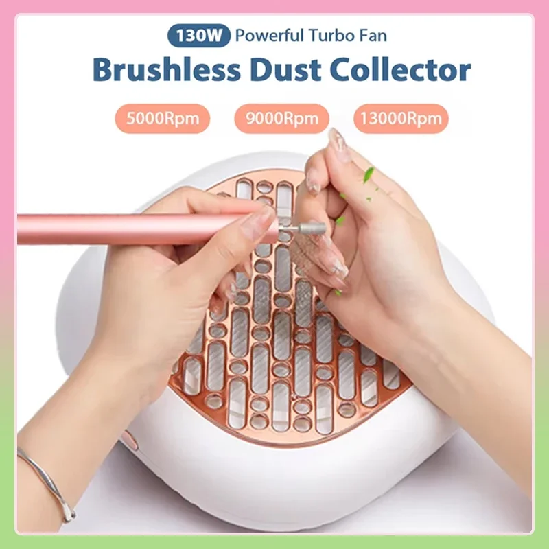 

130W Super Suction Brushless Nail Dust Collector Powerful Nail Dust Extractor Nail Art Manicure Fan Vacuum Cleaner With 2 Filter