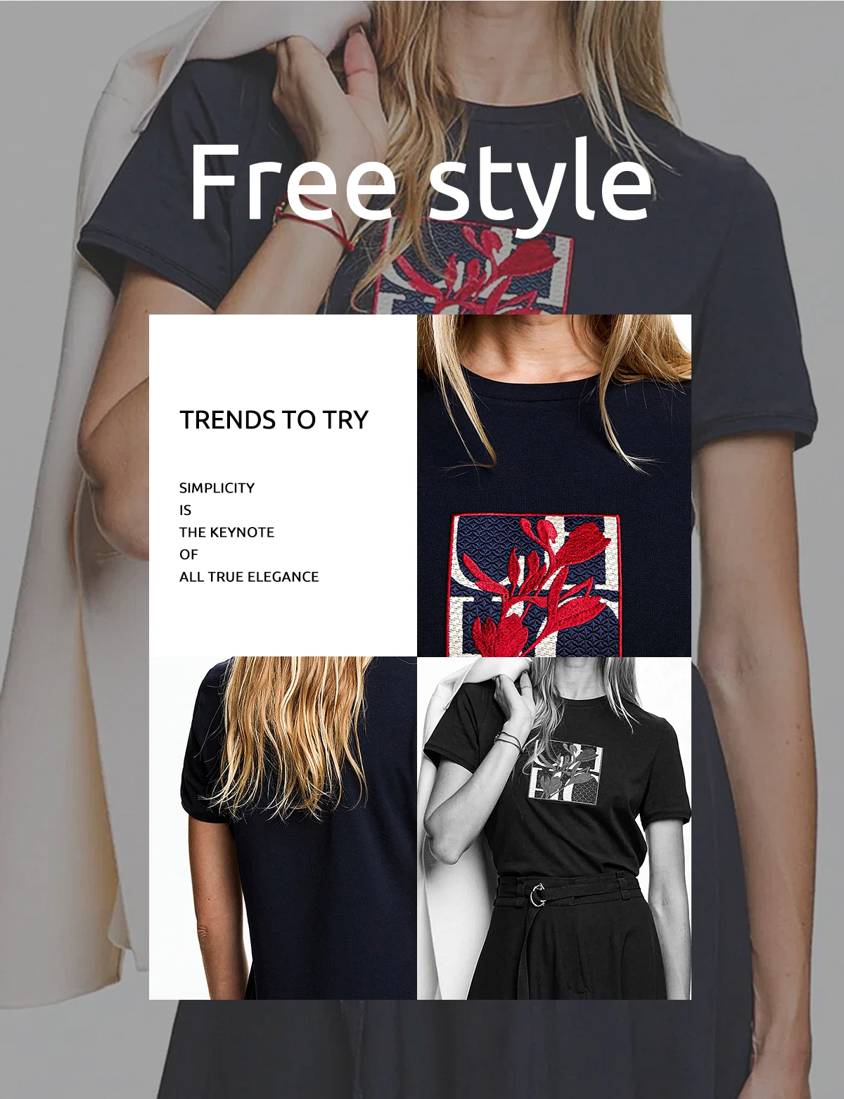 CH Women's Short-Sleeved T-Shirt, with a Round Neckline and Featuring a Red Floral embroidery Design, a Casual Everyday Top 73 S3da0928c35ab4dc993592fe4f6b596416