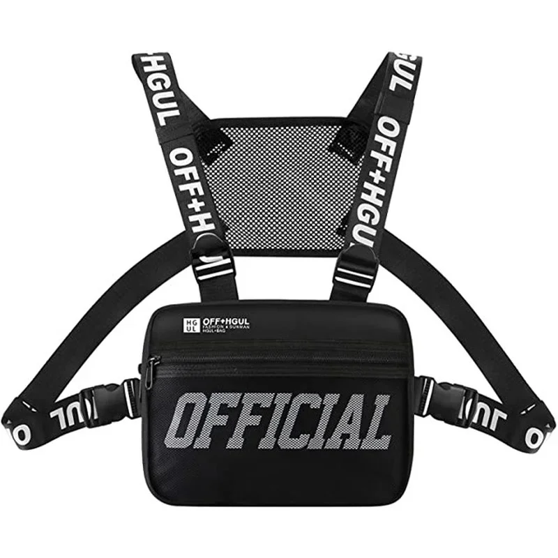 Functional Tactical Chest Bag Fashion Bullet Hip Hop Vest Streetwear Bag Waist Pack Women Black Running Chest Rig Bag