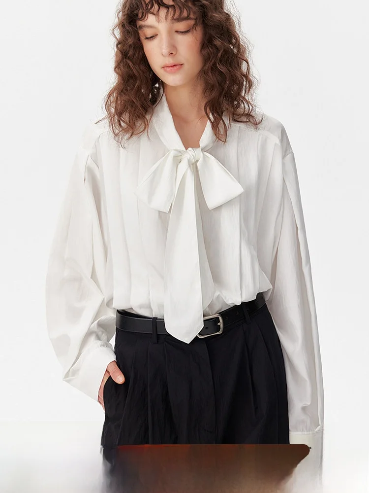 

Женская повседневная дышащая блузка свободного кроя с длинным рукавом в корейском стиле с узором в виде дерева и узлами