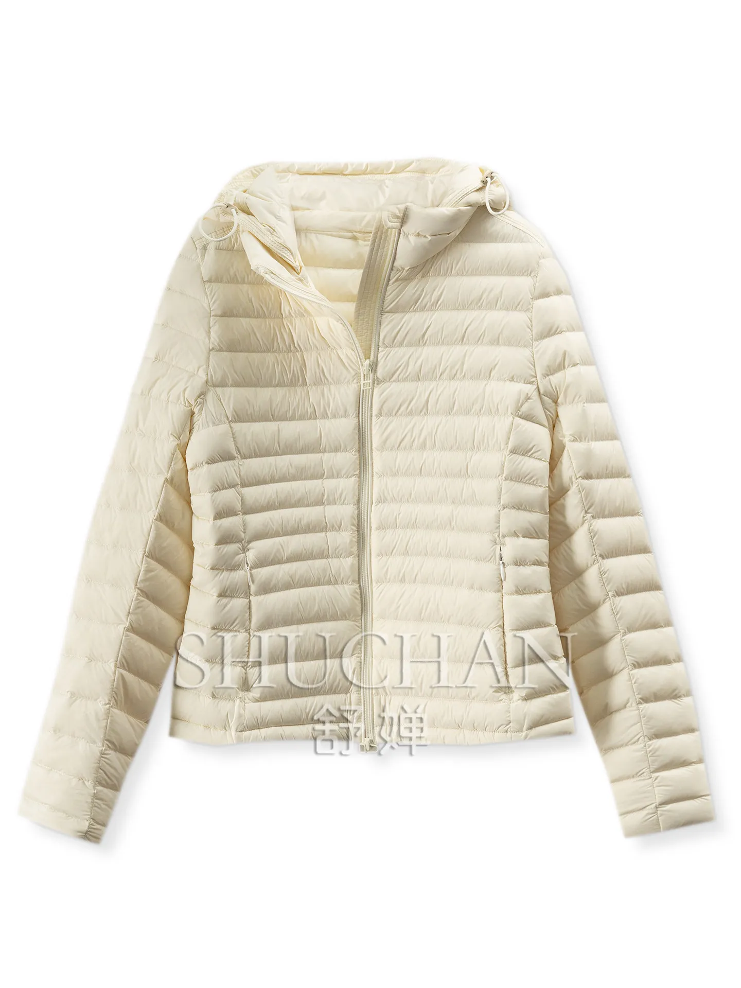 Light Feather Carry-on Loose 90 White Duck Down Removable Hooded Down Jacket Women F382