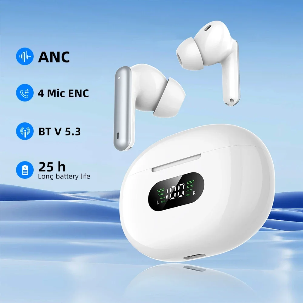 

New TWS Headphones Active Noise Cancellation Wireless Earphones with 4 Mics ENC J96 Bluetooth 5.3 Earbuds bluetooth headphones