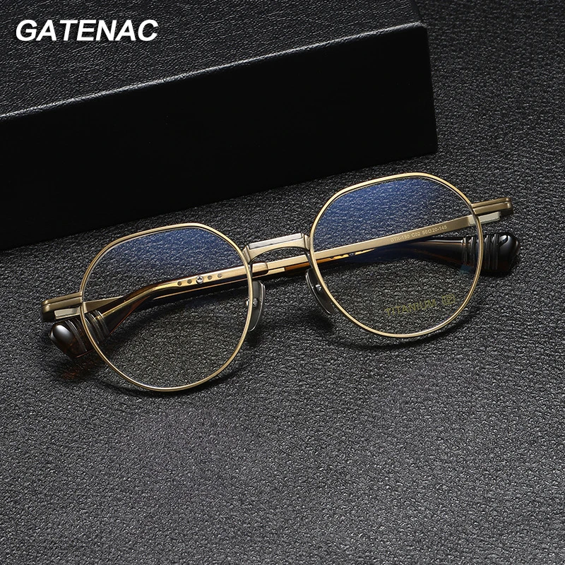 Vintage Pure Titanium Eyeglasses Frame Men 2023 New Myopia Prescription Glasses Frame Women Ultra Light Luxury Brand Eyewear