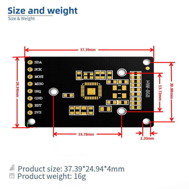 RC522 Mini RFID Radio Frequency IC Card Read-Write Card Module Small Size 13.56 MHZ