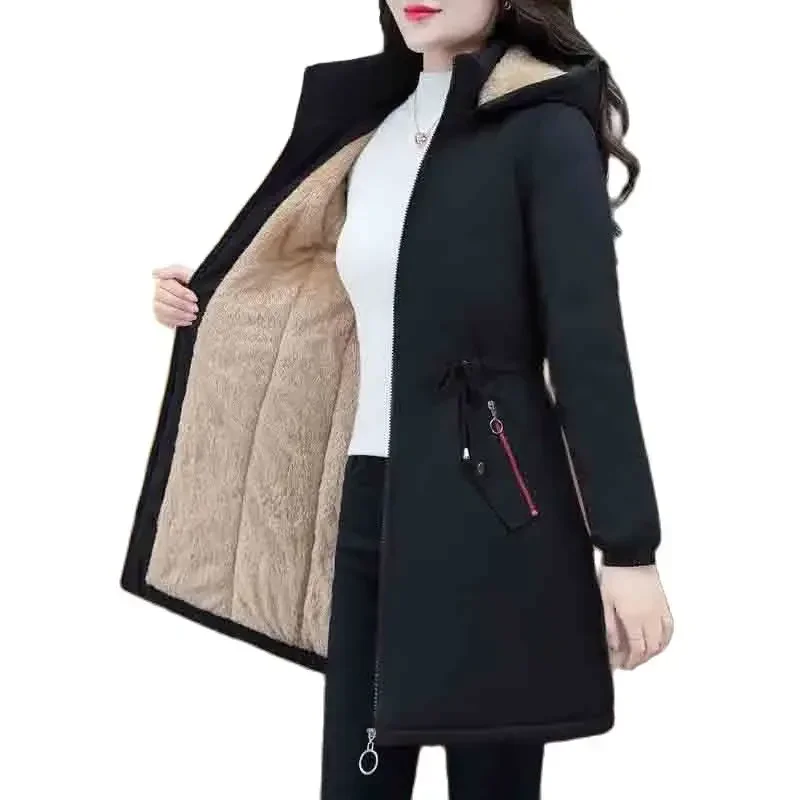 QNPQYX nueva Parka larga para mujer, chaquetas largas de invierno de talla grande, abrigo de algodón grueso con capucha para mujer, abrigo informal holgado cálido con bolsillos