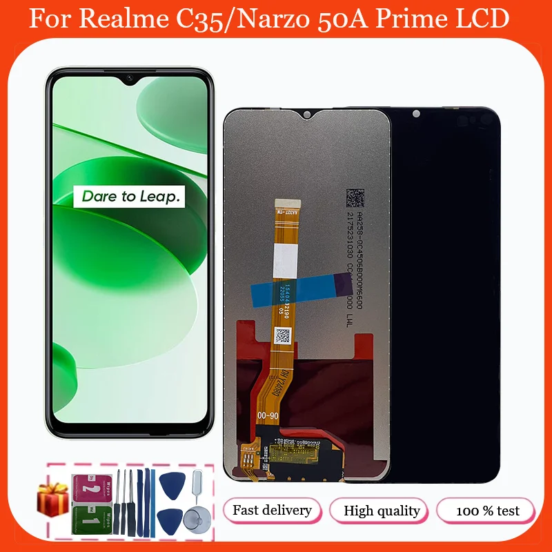 IPS layar sentuh LCD untuk Realme C35, RMX3511 LCD Display layar sentuh pengganti rakitan Digitizer Panel untuk Realme Narzo 50A Prime RMX3516