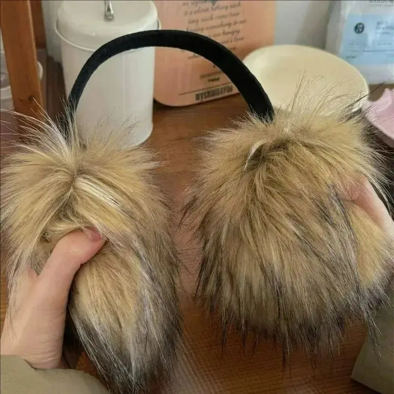 Vintage Brown Faux Mink Fur Earmuffs Y2K Plush Windproof Ear Covers Men And Women Winter Warm Thickened Earplugs for Protection