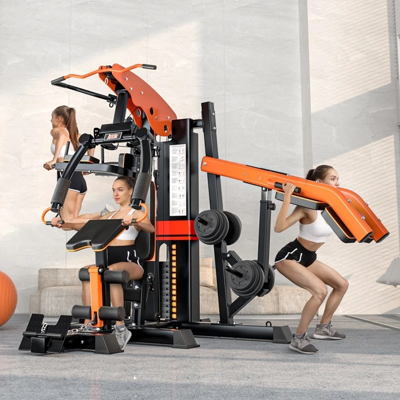 Multifunctional Home Gym Station, 3-Station Combo Trainer, Commercial Cable Crossover Rack for Full Squat Weight Lifting Workout