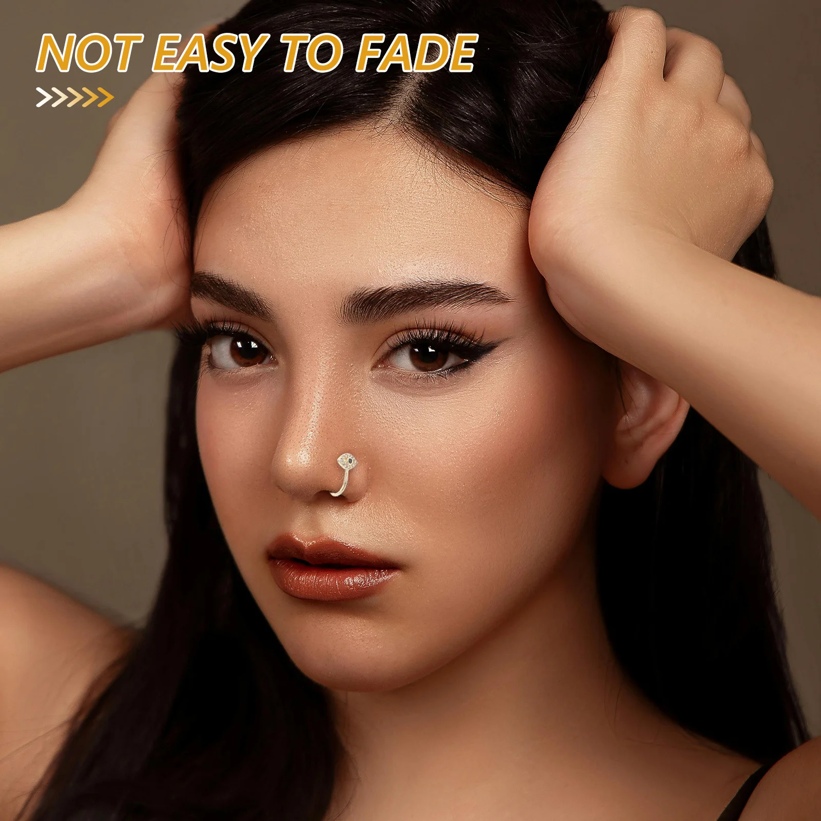 6 قطعة مقاطع الأنف غير ثقب U-شكل ورقة زهرة العين تصميم مشبك قابل للتعديل على الأصفاد الأنف للنساء الرجال المألوف تألق