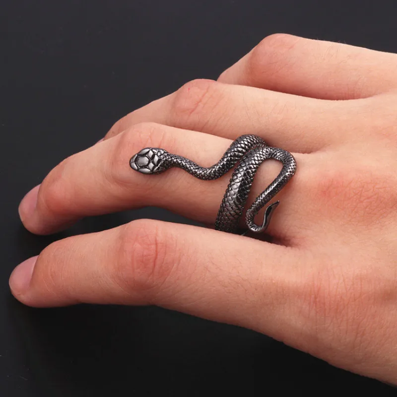 1 Piece Women and Men Vintage Fashion Personality Exaggerated Snake Ring Punk Animal Cobra Open Ring