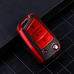 Soft TPU Leather Car Key Case Cover for Volkswagen VW Golf 7 MK7 Tiguan Mk2 for Skoda Octavia A7 Kodiaq 2017 2018 2019