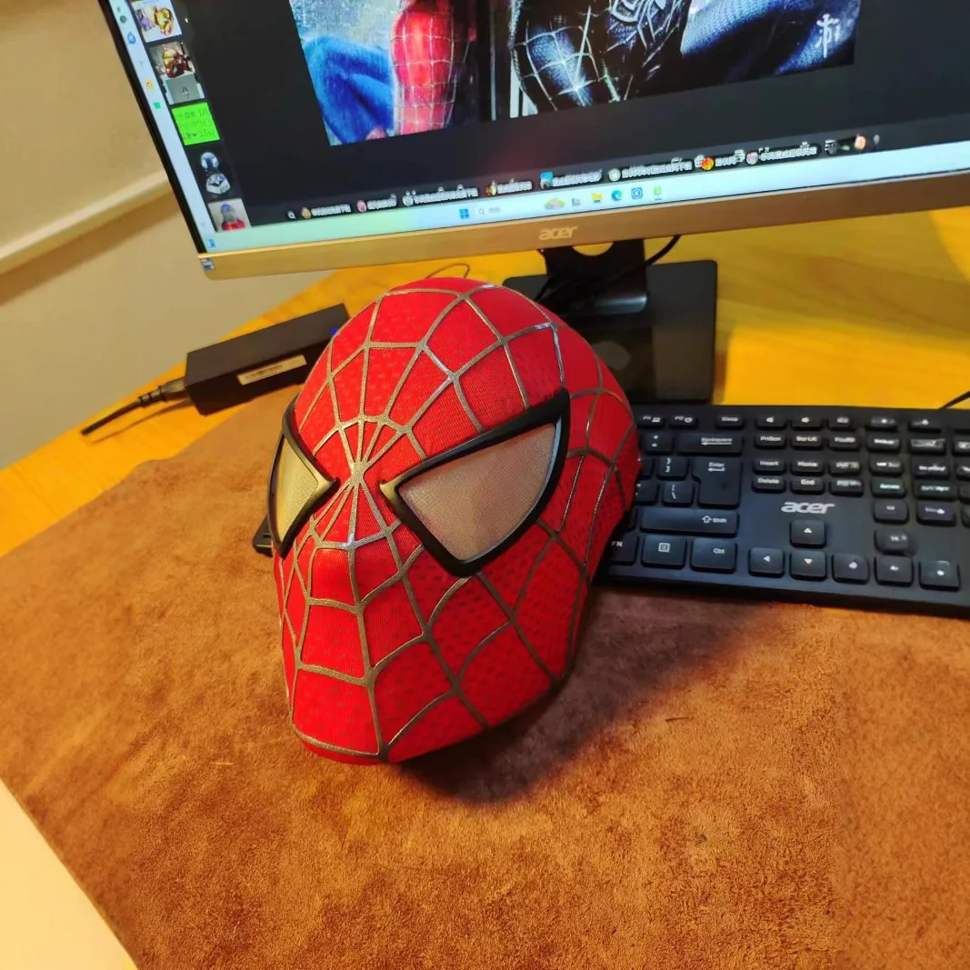 قناع Tobey Maguire Spider-Man مصنوع يدويًا، نسخة طبق الأصل من زي الفيلم الأصلي مع حزام دائم، هدية تنكرية